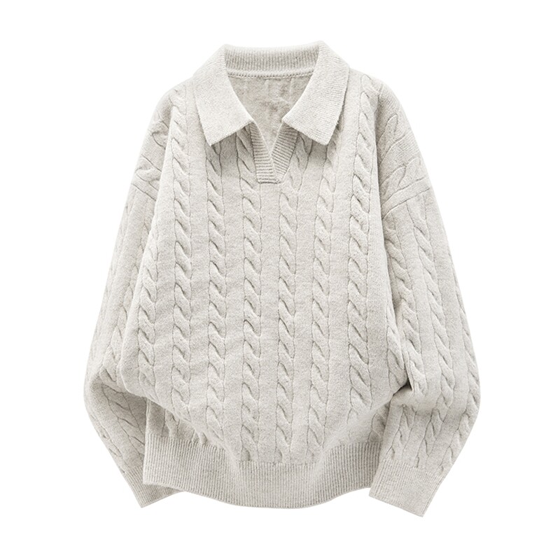 MF7435-CG-3DBP52麻花v领毛衣男款冬季韩系穿搭翻领套头polo翻领，男装针织衫/毛衣，星座510A-5