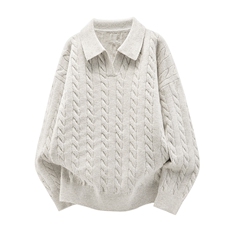 MF7435-CG-3DBP52麻花v领毛衣男款冬季韩系穿搭翻领套头polo翻领，男装针织衫/毛衣，星座510A-5