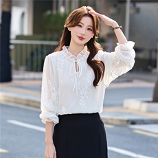 BAO现货2026春季新款时尚气质优雅立体织花减龄显瘦长袖百搭衬衣，女装衬衫，火爆靓佳人