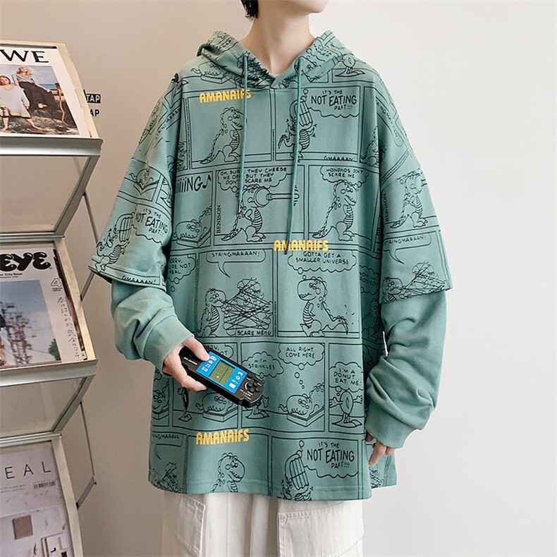 2023春季新品港风男士休闲青少年潮牌连帽套头印花卫衣 W407-P58图片
