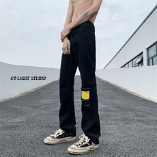 B221美式ins高街暗黑小众修身小脚破洞牛仔裤LK23012-P60控78，男装牛仔裤，电商B221