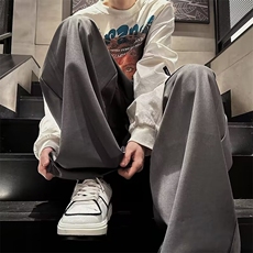 折皱休闲裤男解构垂坠感复古夏季直筒灰色长裤1001-1-X340-P45，男装休闲裤，星座1001-1