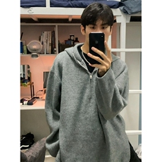 现货！半拉链连帽毛衣外套慵懒风高级感侧边开叉针织衫RM26-P75，男装针织衫/毛衣，星座1005-6