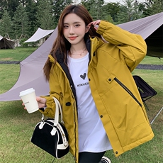 现货主推2024冬季加厚休闲百搭保暖连帽冲锋衣外套防风棉衣，女装棉衣/棉服，星宇服饰