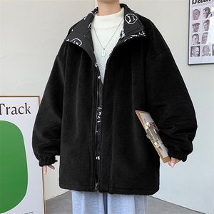 冬季加绒加厚棉服羊羔绒开衫双面穿青少年外套男MY101P105控价138图片