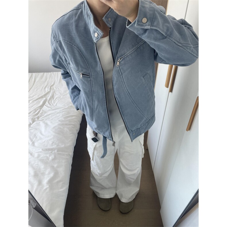 【有货】冰川蓝立领外套男高级感痞帅春秋工装夹克JK7703CC-特P65,男装夹克,星座1007（原301D）