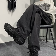 美式高街牛仔裤男夏季ins潮牌春秋直筒宽松阔腿长裤子K2598-P46，男装牛仔裤，星座412