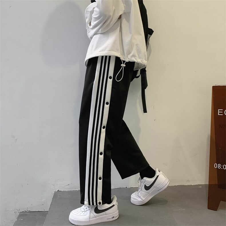 秋冬加绒加厚排扣裤子男韩版休闲运动裤宽松卫裤K079-P33加绒P38,男装休闲裤,星座308B-1