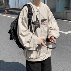 潮流长袖棒球领夹克日系宽松型日常新款春秋男简约青春流行潮原宿，男装夹克，星座716-4
