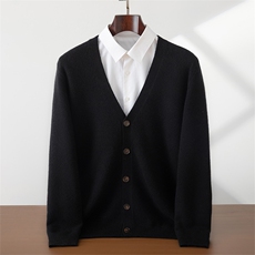 2025年秋季长袖时尚百搭通勤简约休闲V领平面开衫，男装羊绒开衫，蜜暖羊