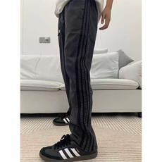 军绿色三条杠条纹裤子男秋冬加绒速干直筒工装裤美式运动休闲长裤，男装工装外套，四季星座505