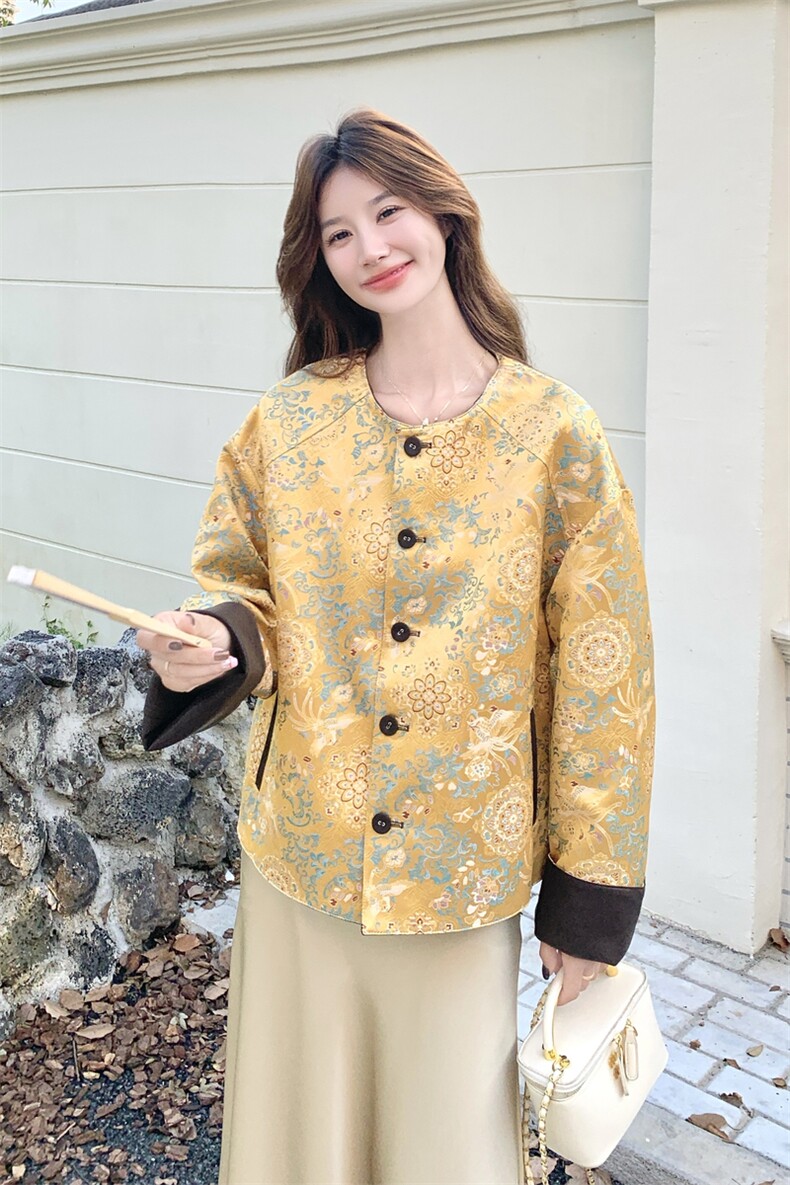 新中式风两面穿印花皮衣外套女秋季2026新款巨好看超火流行上衣,女装皮衣,2C218