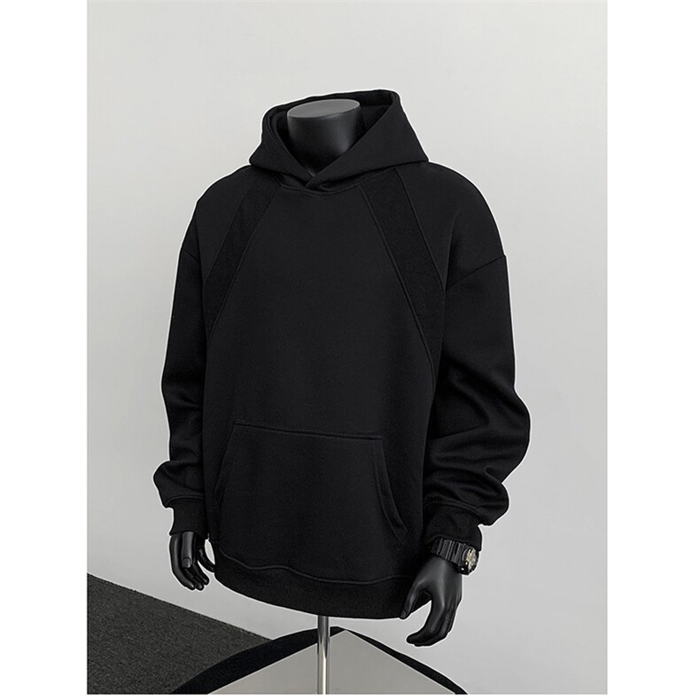 抖音得物二开26春装美式高街宽松结构螺纹拼接连帽卫衣外套X087,女装短外套,电商A486-1