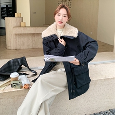 新款冬季加厚加毛休闲外套2C098-9065P245K368，女装派克服，2C098