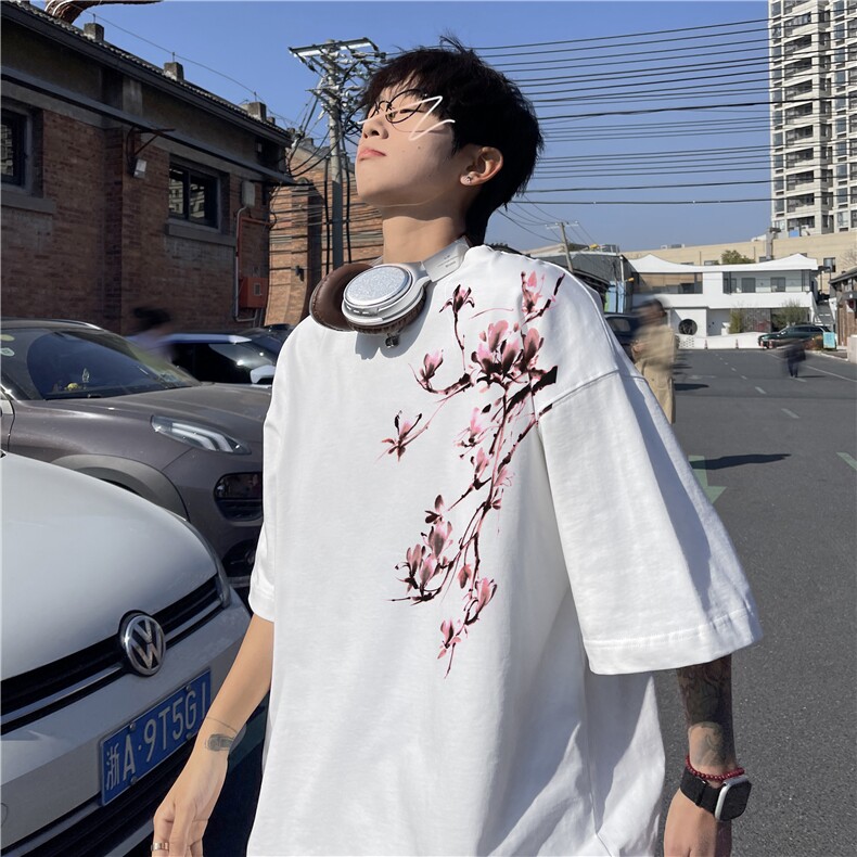 抖音品质直播得物风新中式印花短袖T恤dcm296-特批20控38,男装T恤,星座605(原A050)