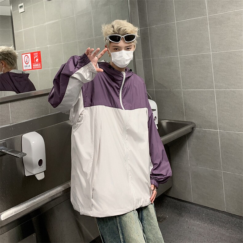 2024夏季户外轻薄防晒服撞色拼接连帽薄款防晒衣F22-P44,男装防晒衣,星座313A-2