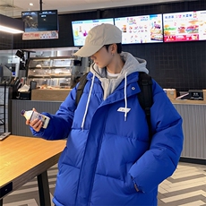 2025新款港风假两件棉服连帽棉衣男面包服棉袄外套3314-P80控118，男装棉衣，星座207