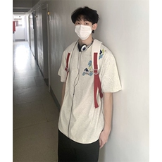 万针全刺绣解构设计260克重磅双纱纯棉高品质美式高街短袖T恤特39，男装T恤，电商A486-1