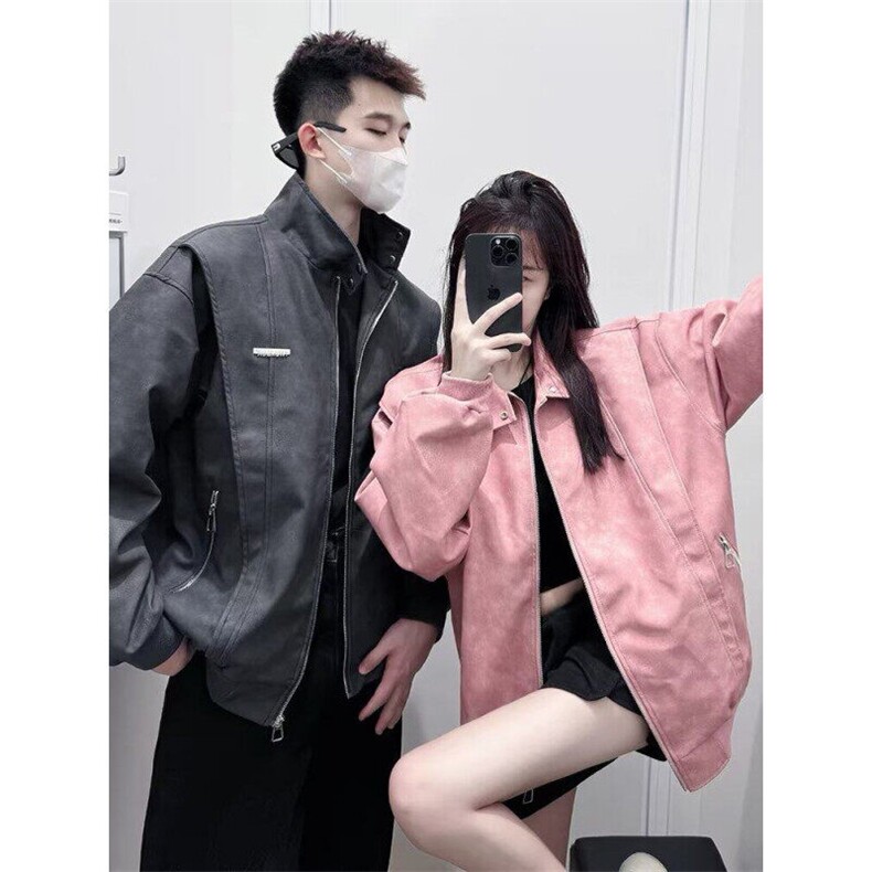 悟空有货美式复古立领机车皮衣外套男潮牌春秋宽松美拉德夹克,男装夹克,星座506A