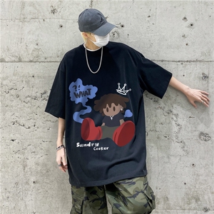 春夏新款重磅纯棉卡通印花短袖T恤M~5XL XZ604-DT207-P35控48图片