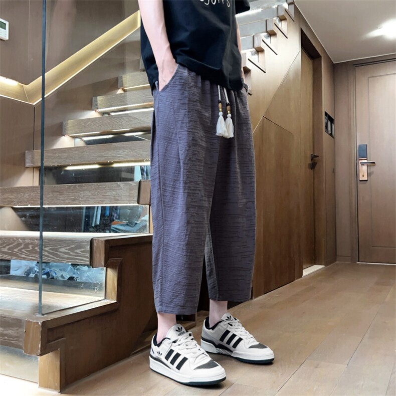 夏季纯棉八分裤男休闲裤纯色男士休闲裤七分裤潮流A266-KZ881-P60图片
