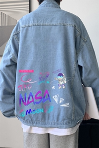 NASA联名同款牛仔夹克男大码牛仔外套男茄克 NJ77186-P60图片