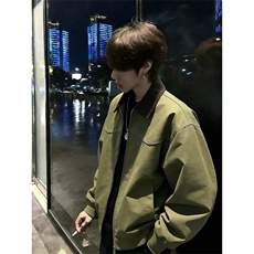 大货拼色衬衫领纯棉宽松夹克男上衣外套DSA157B-J182-P75，男装夹克，电商A157B