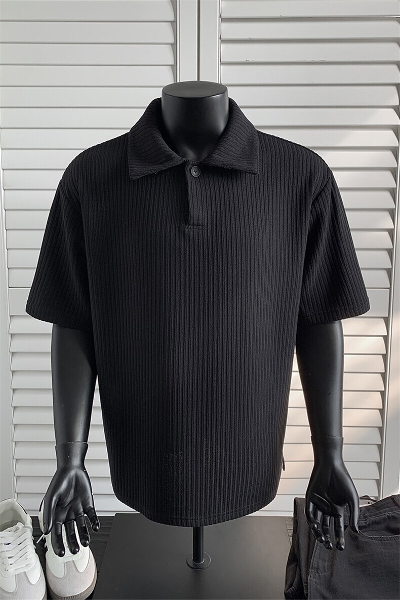夏装2025新品300克重磅坑条翻领POLO衫男装夏季短袖T恤S403-特P38,男装T恤,电商A233-1