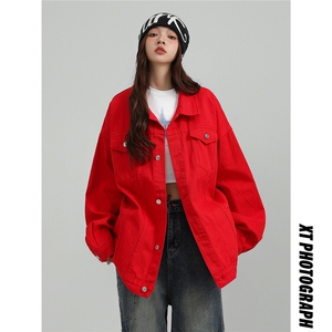 24秋季休闲纯色工装情侣潮牌牛仔水洗夹克外套N961/P85/128图片