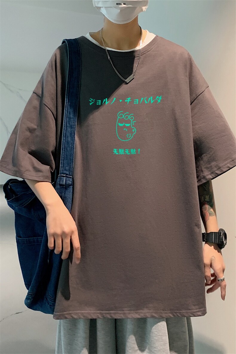 短袖男夏宽松纯棉T恤男百搭港风韩版情侣中性日系潮DT0252P20,男装T恤,星座1016-1（原电商B408-1）