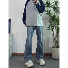 美式hiphop牛仔裤修身直筒微喇叭裤68，男装牛仔裤，星座310A-4