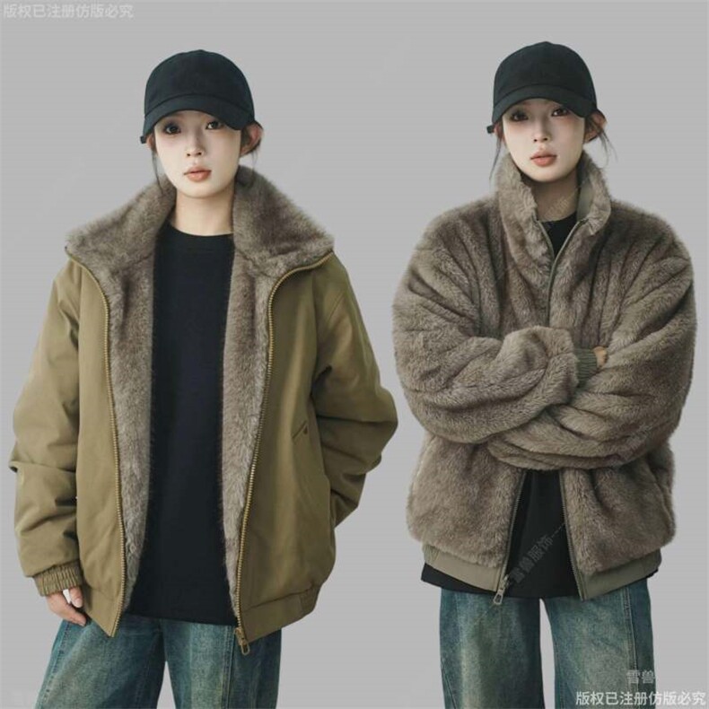 网图美式宽松立领双面穿短款棉服M088/P110,男装棉衣,星座205-3