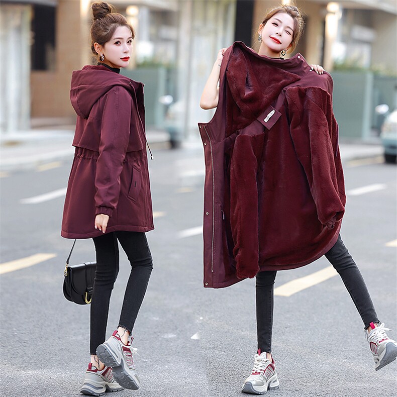 现货Ｓ-3ＸＬ加绒加厚大码胖ＭＭ派克服时尚百搭减龄外套，女装大码女装，妃曼