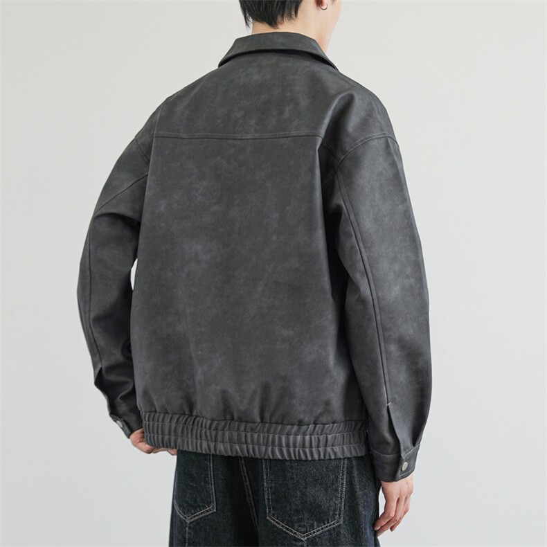 秋季新款美式复古翻领皮衣外套男情侣夹克JK231-P85,男装夹克,星座308B-2