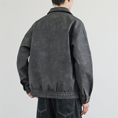 秋季新款美式复古翻领皮衣外套男情侣夹克JK231-P85，男装夹克，星座308B-2