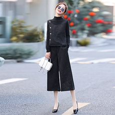 时尚设计感细闪马甲套装女2025春秋新款韩系气质通勤阔腿裤三件套，女装套装/套裙，歌伊格美