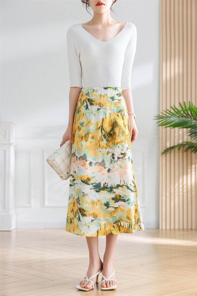 2025舒适百搭仿醋酸半身裙，女装半身裙，鼎晴羊绒