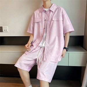 35581-P63 大码控98大码夏季男士休闲开衫套装图片