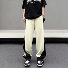 休闲裤男韩版潮流撞色帅气2023夏季新款isn宽松直筒裤K3801-P36，男装休闲裤，星座412-3