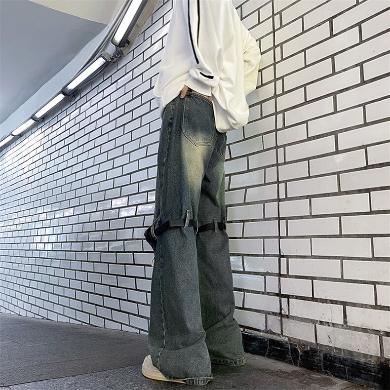 美式vibe潮高街裤子ins潮破洞牛仔裤男宽松直筒阔腿裤N0833-P53,男装牛仔裤,星座308B-1
