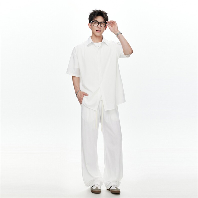 透气冰丝短袖衬衫套装DC2241上衣特P26控58/K8628长裤特P26控58,男装T恤,电商A007