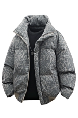 豹纹高街冬装复古立领棉服男女棉衣外套面包服做旧HZ8820-P88，男装棉衣，星座610B-1