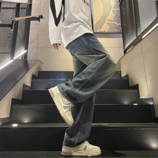 水洗直筒牛仔裤男春秋美式潮牌男生痞帅垂感拖地长裤K25207，男装牛仔裤，电商D325