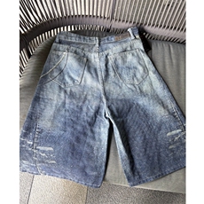 现货七分裤夏季新款2025满印挂饰直筒中裤5086-P55，男装牛仔裤，星座910-5