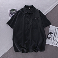 夏季短袖衬衫男宽松港风韩版百搭ins潮流半袖衬衣外套W957-P35，男装衬衫，星座512-2