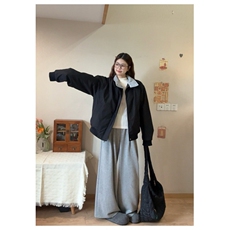 网图羊羔毛毛领棉服派克服男女冬季2025新款立领工装棉衣外套P78，男装棉衣，电商C306-1