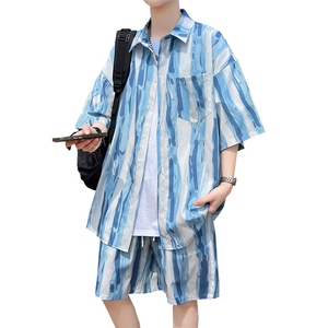 夏季海边沙滩男女同款休闲套装潮牌宽松大码XZ102B-1-TZ2562P55图片