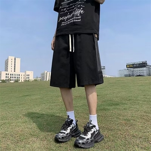 港风复古条纹工装短裤男潮美式休闲中裤宽松五分沙滩裤10844-p32图片