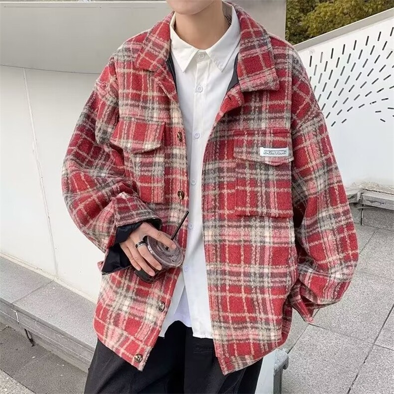 1506/QW10160/P44美式长袖痞帅新款潮牌格子设计高级感毛呢外套,女装短外套,星座1506
