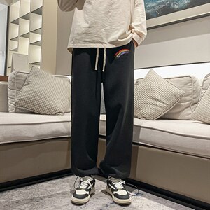 华夫格运动裤男大码抽绳休闲裤卫裤 HK78064-P35 加绒款P45图片
